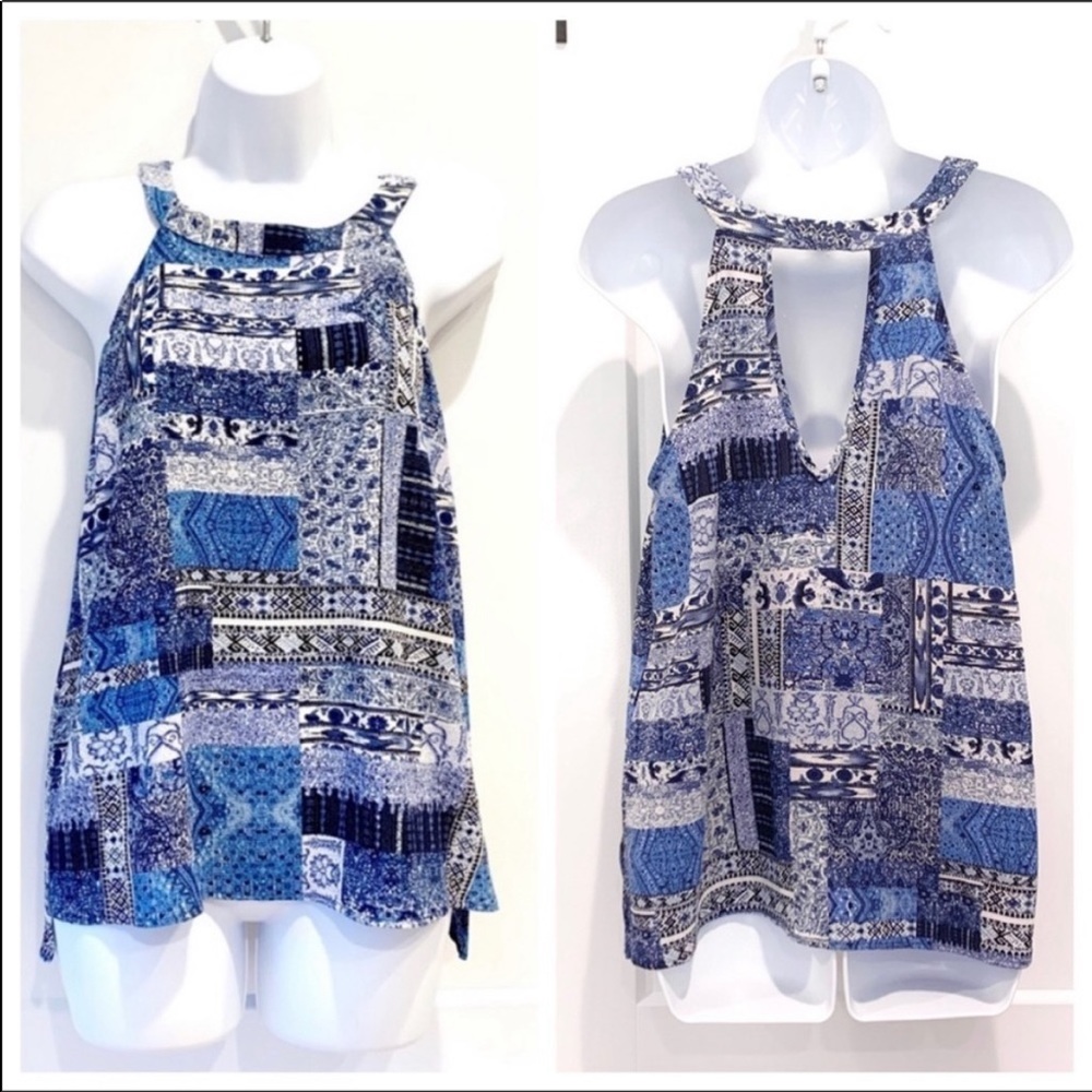 Abbeline Sleeveless Patchwork Patterned Keyhole B… - image 1